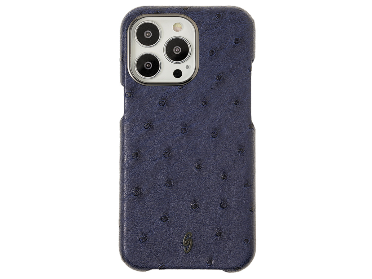 Gatti Classica Ostrich Case iPhone 15 Pro Max hoesje - Blue Gibilterra/Gunmetal