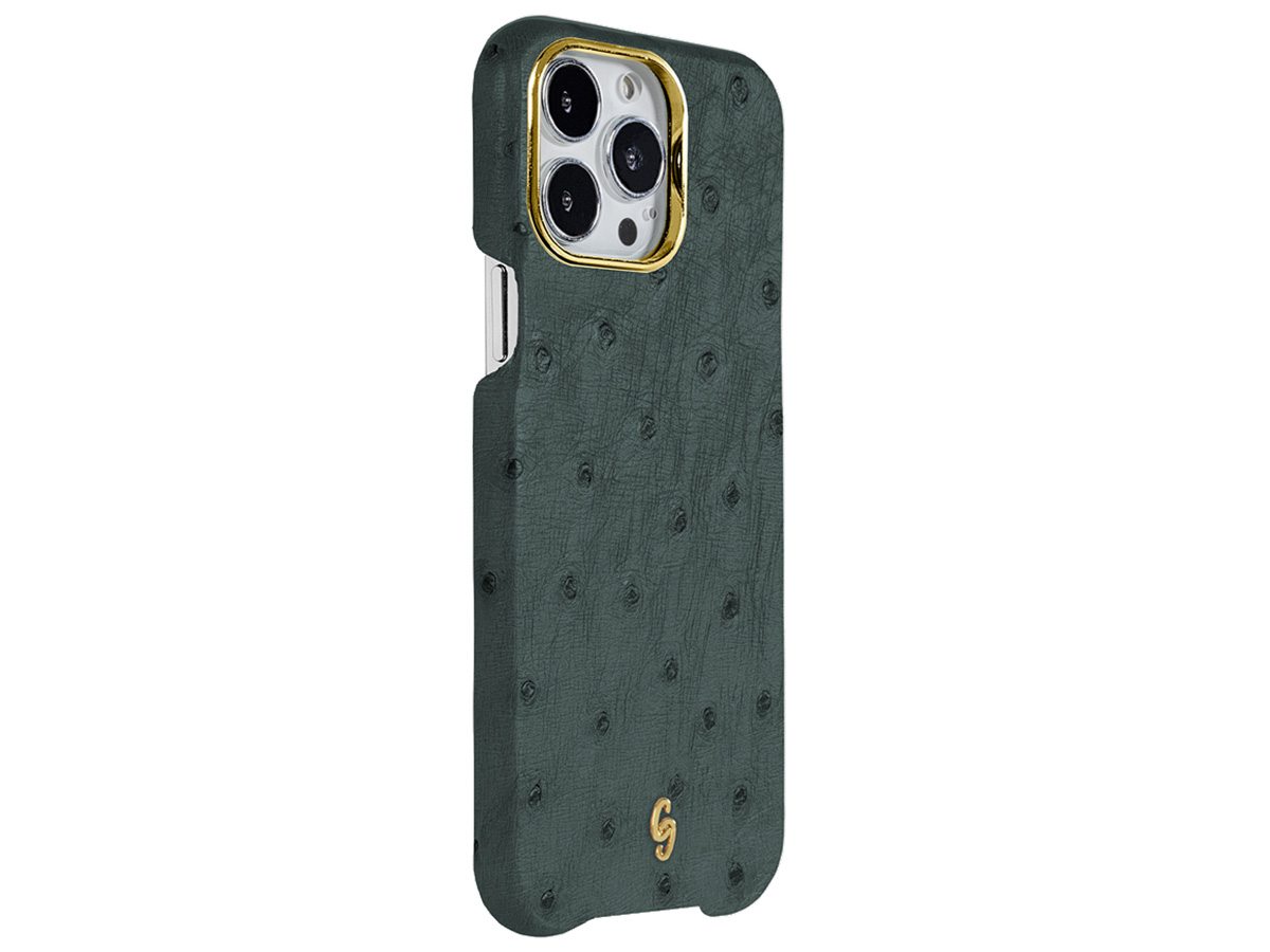 Gatti Classica Ostrich Case iPhone 15 Pro Max hoesje - Dark Green Matt/Gold