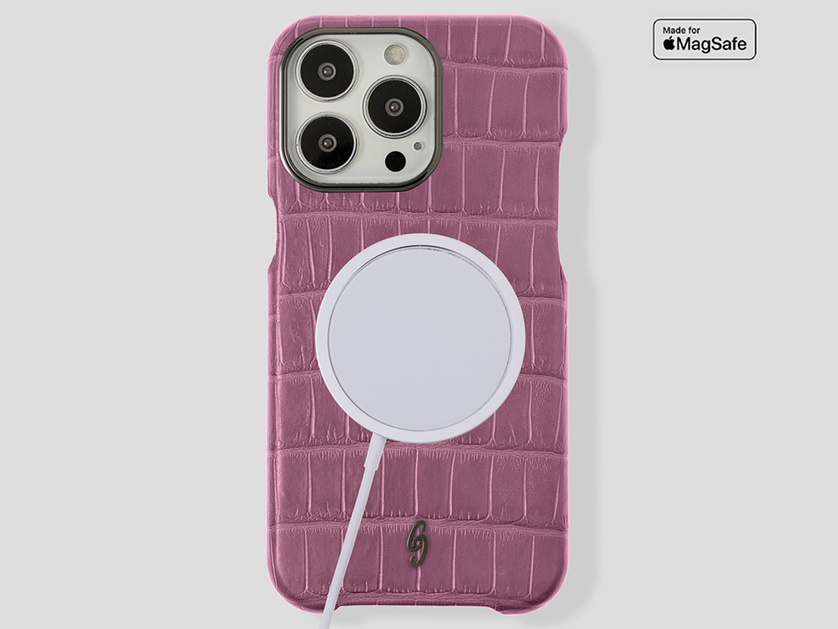 Gatti Classica Alligator Case iPhone 15 Pro Max hoesje - Pink Camellia/Gunmetal