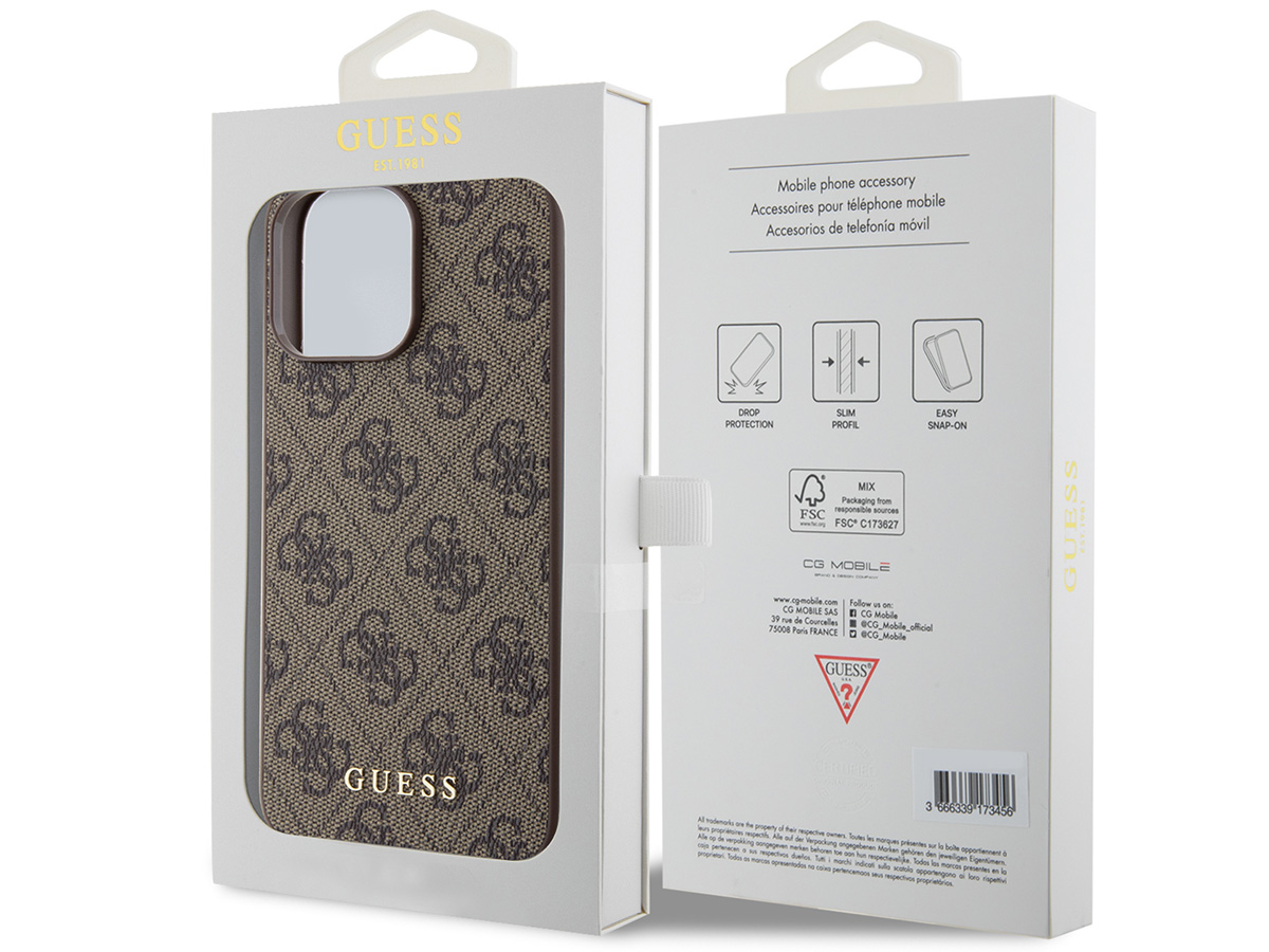 Guess 4G Monogram Case Bruin - iPhone 15 Pro Max hoesje