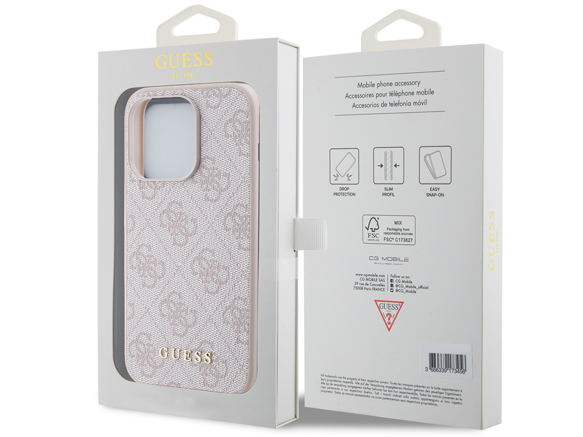 Guess 4G Monogram Case Roze - iPhone 15 Pro Max hoesje