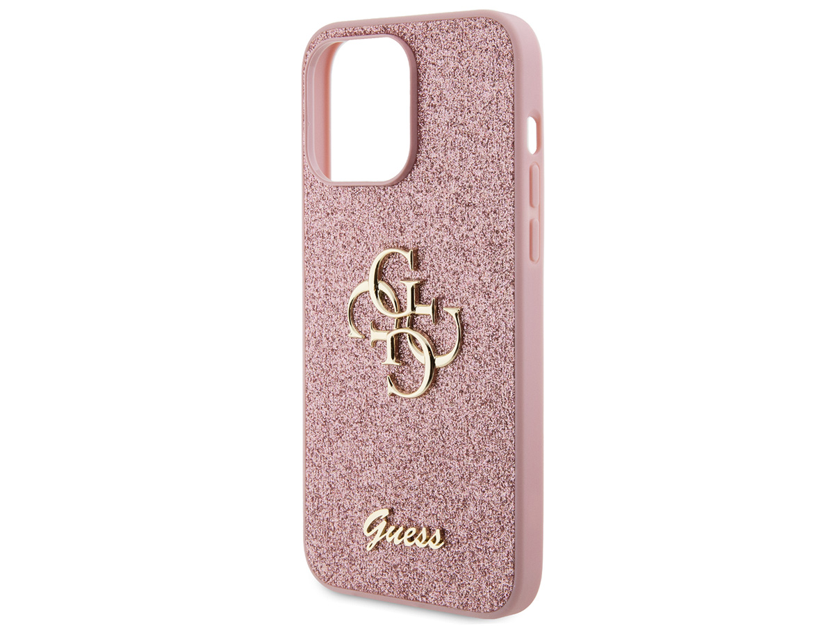 Guess Big 4G Glitter Case Roze - iPhone 15 Pro Max hoesje