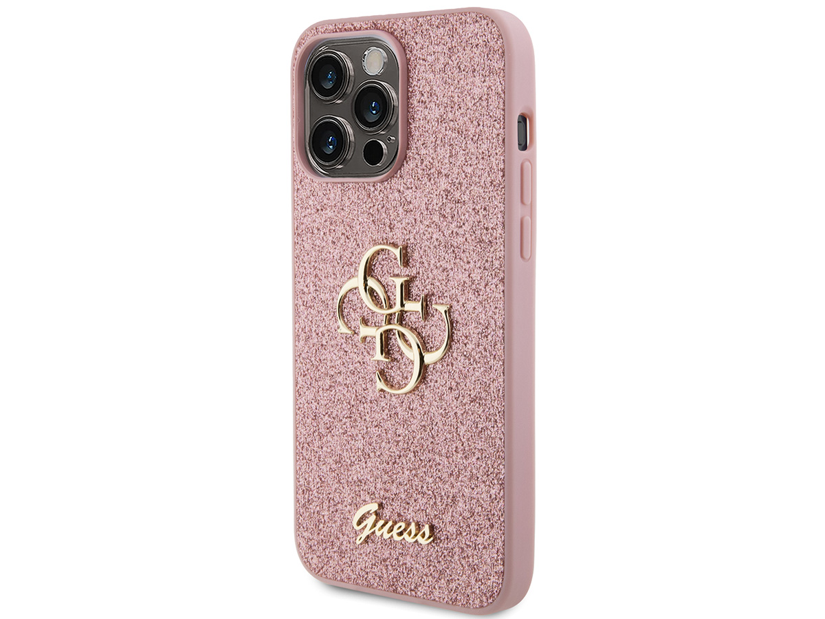 Guess Big 4G Glitter Case Roze - iPhone 15 Pro Max hoesje