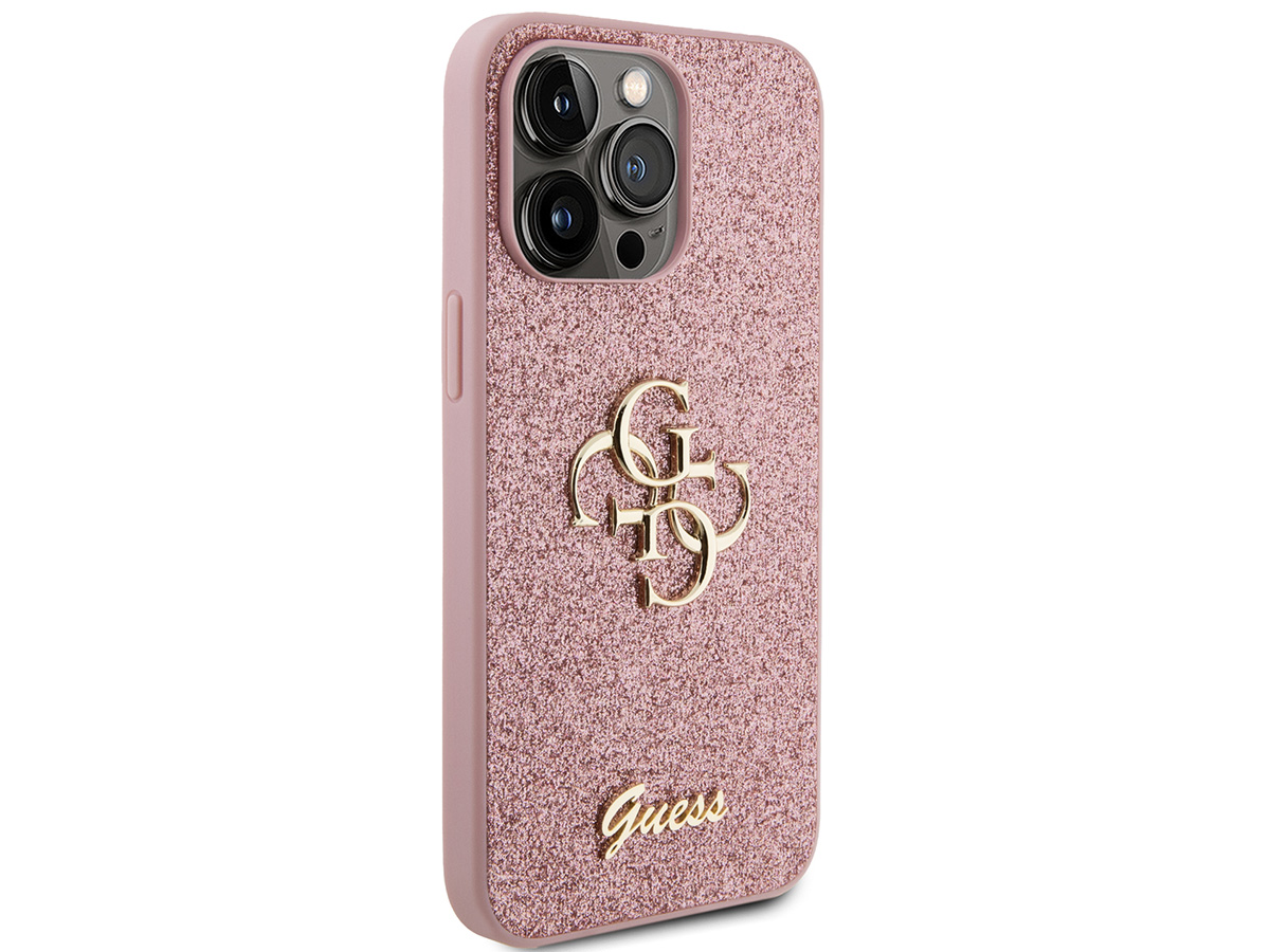 Guess Big 4G Glitter Case Roze - iPhone 15 Pro Max hoesje