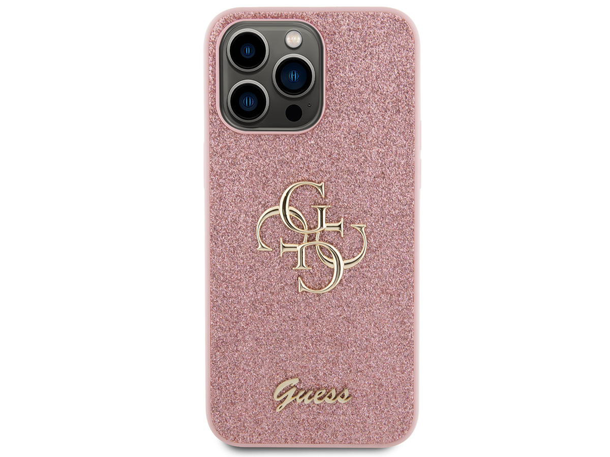 Guess Big 4G Glitter Case Roze - iPhone 15 Pro Max hoesje