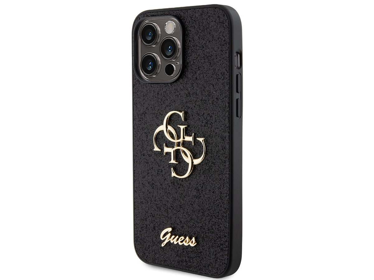 Guess Big 4G Glitter Case Zwart - iPhone 15 Pro Max hoesje