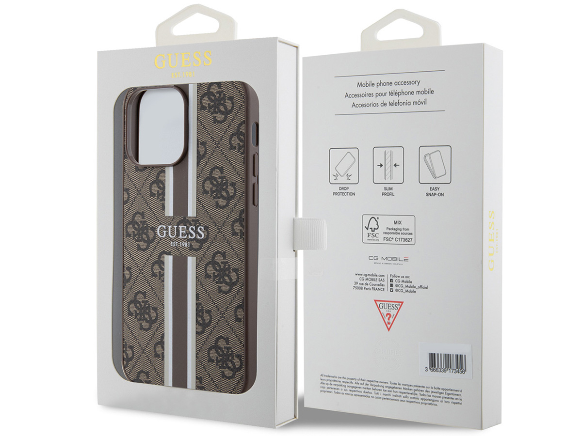 Guess College Monogram Case Bruin - iPhone 15 Pro Max hoesje