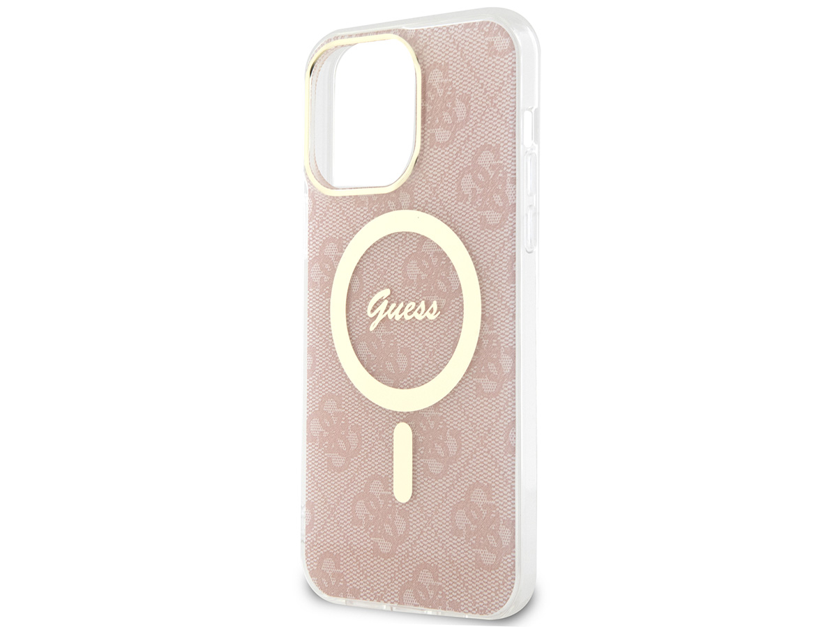 Guess Monogram MagSafe TPU Case Roze - iPhone 15 Pro Max hoesje