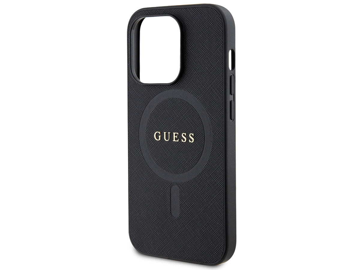 Guess Saffiano MagSafe Case Zwart - iPhone 15 Pro Max hoesje