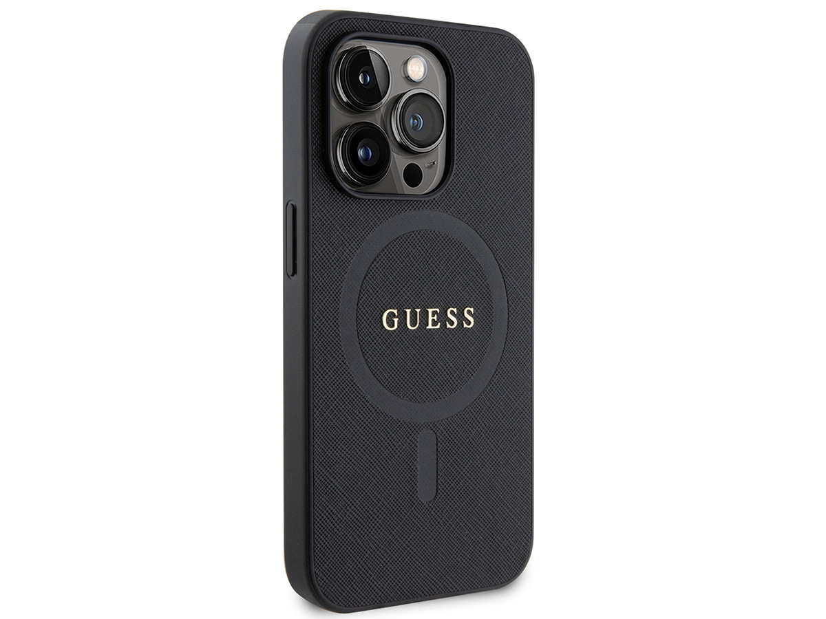 Guess Saffiano MagSafe Case Zwart - iPhone 15 Pro Max hoesje