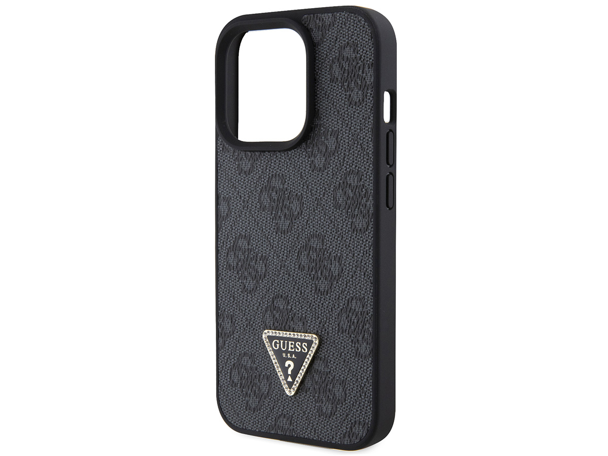Guess Strass Triangle Monogram Case Grijs - iPhone 15 Pro Max hoesje
