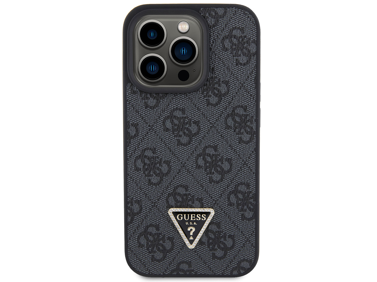 Guess Strass Triangle Monogram Case Grijs - iPhone 15 Pro Max hoesje