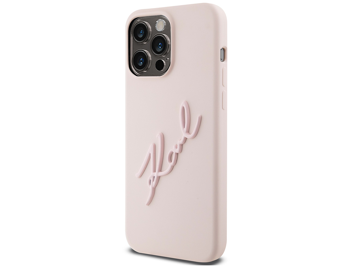 Karl Lagerfeld Metal Signature Case Roze - iPhone 15 Pro Max hoesje