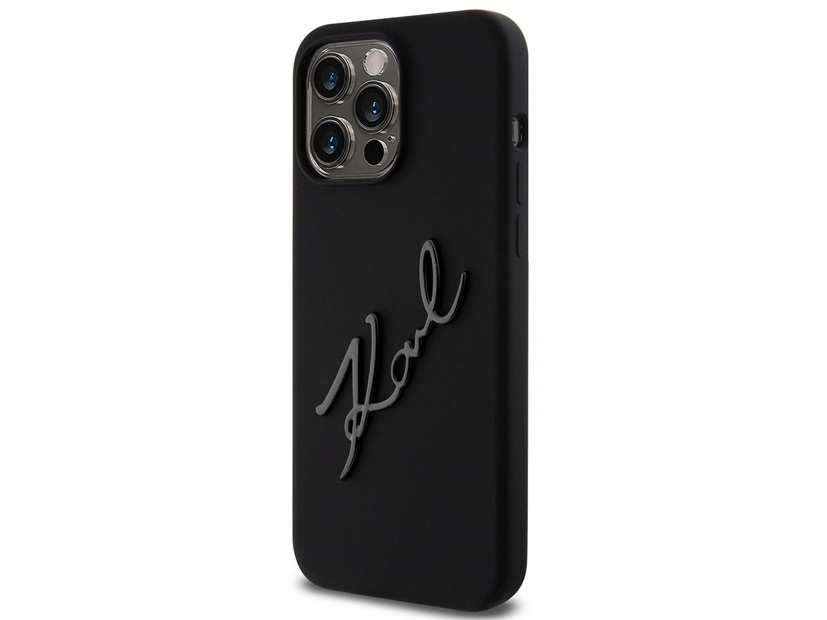 Karl Lagerfeld Metal Signature Case Zwart - iPhone 15 Pro Max hoesje