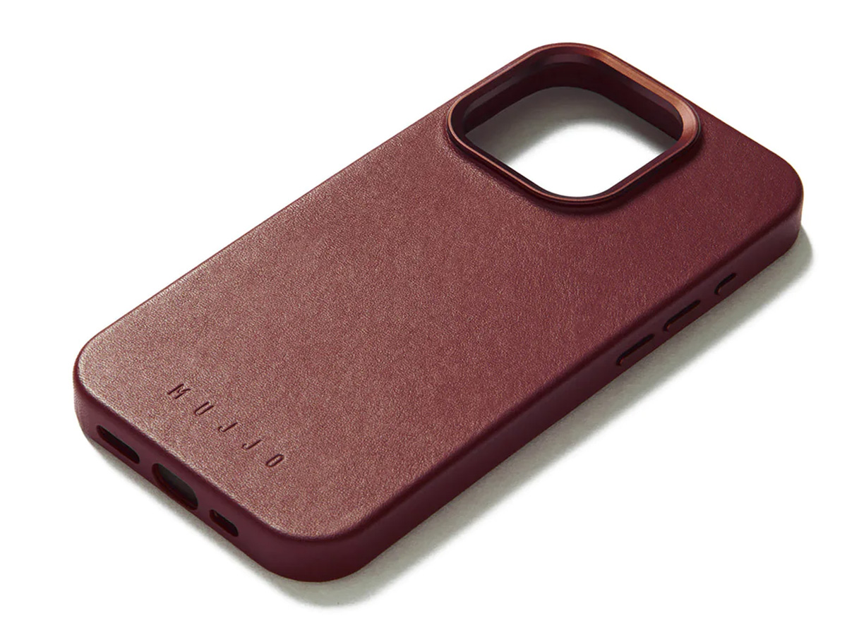 Mujjo Full Leather MagSafe Case Burgundy - iPhone 15 Pro Max Hoesje Leer