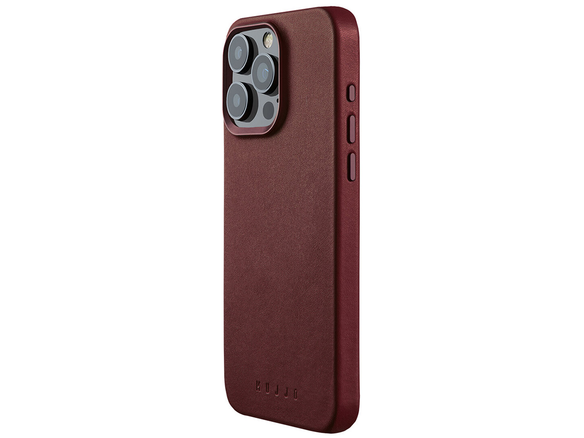 Mujjo Full Leather MagSafe Case Burgundy - iPhone 15 Pro Max Hoesje Leer