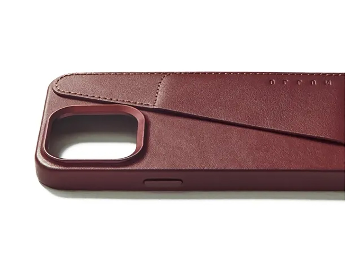 Mujjo Full Leather Wallet Case Burgundy - iPhone 15 Pro Max Hoesje Leer