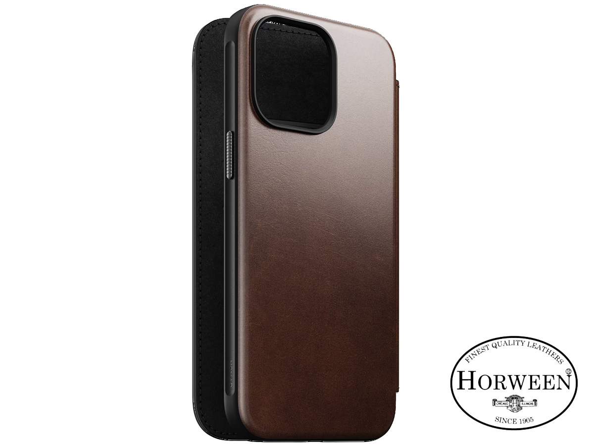 Nomad Modern Horween Leather Folio Bruin - iPhone 15 Pro Max hoesje