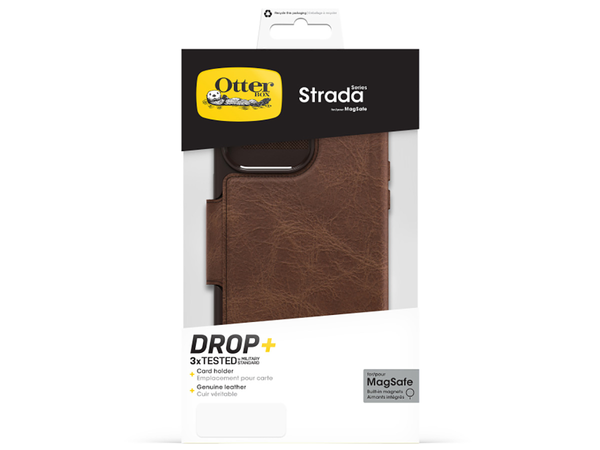 Otterbox Strada Leather MagSafe Folio Bruin - iPhone 15 Pro Max hoesje