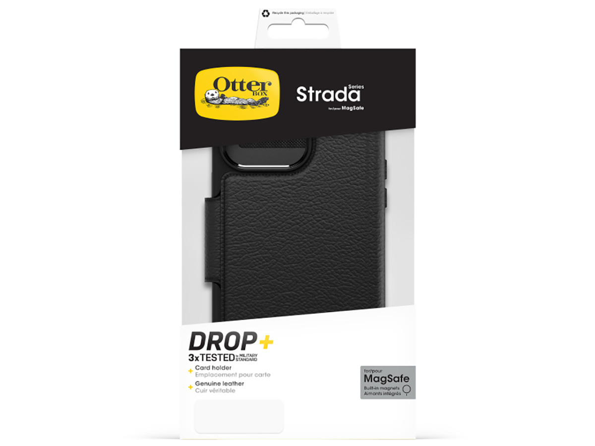 Otterbox Strada Leather MagSafe Folio Zwart - iPhone 15 Pro Max hoesje