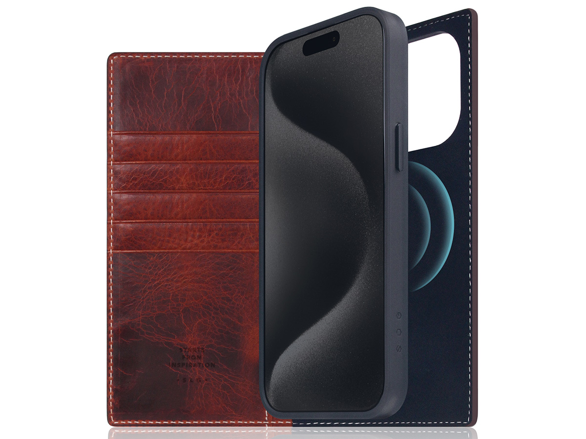 SLG Design D7 Italian Wax Leer Bruin - iPhone 15 Pro Max hoesje