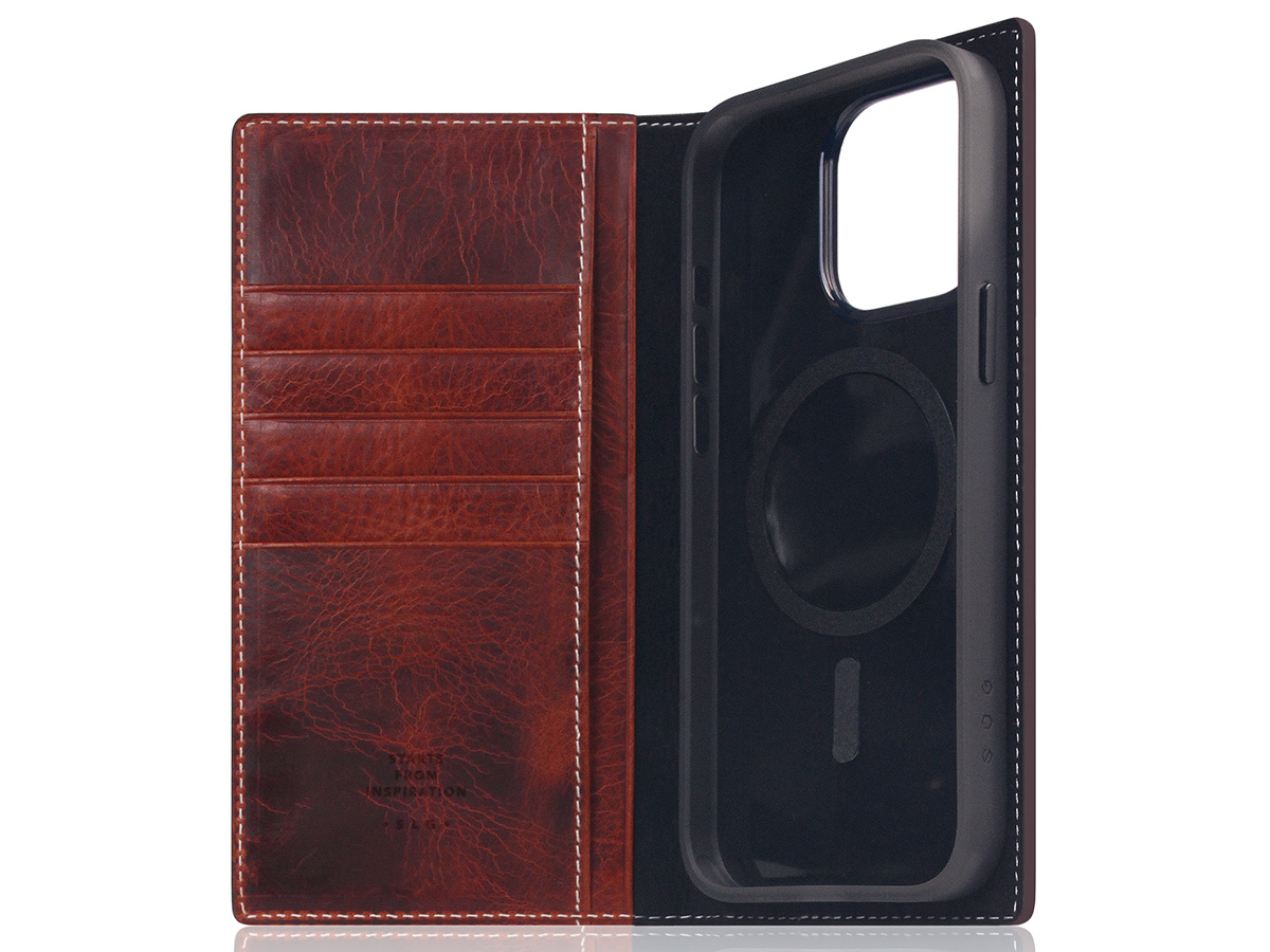 SLG Design D7 Italian Wax Leer Bruin - iPhone 15 Pro Max hoesje