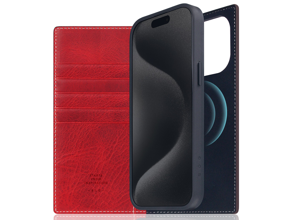 SLG Design D7 Italian Wax Leer Rood - iPhone 15 Pro Max hoesje