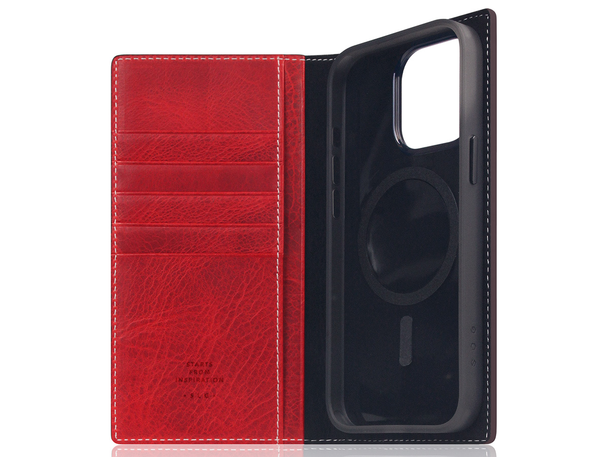 SLG Design D7 Italian Wax Leer Rood - iPhone 15 Pro Max hoesje