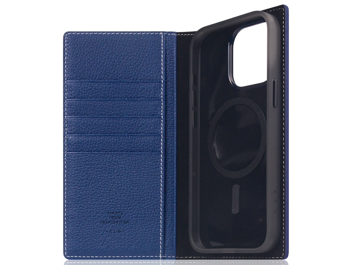 SLG Design D8 2in1 Leather Folio Navy Blue - iPhone 15 Pro Max hoesje