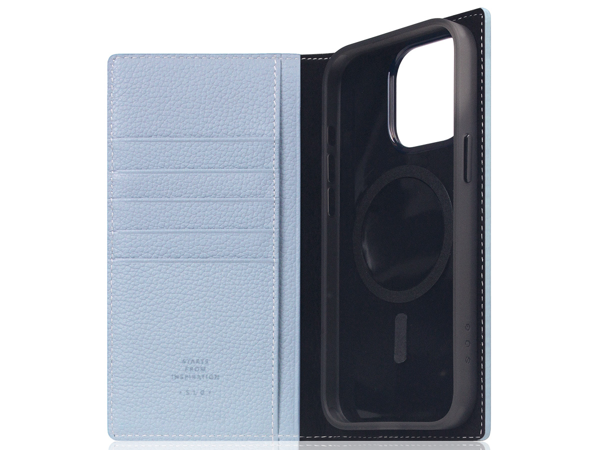 SLG Design D8 2in1 Leather Folio Powder Blue - iPhone 15 Pro Max hoesje