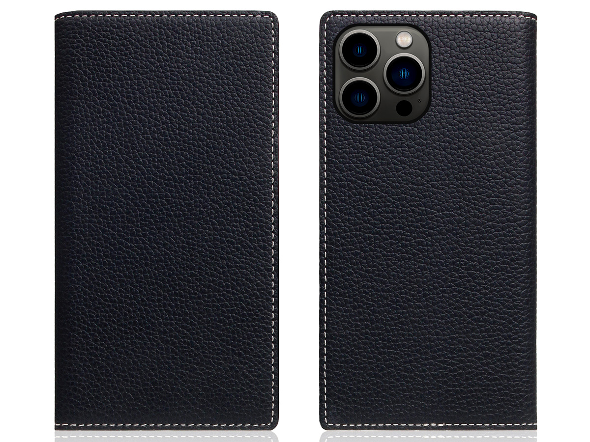 SLG Design D8 2in1 Leather Folio Black Blue - iPhone 15 Pro Max hoesje