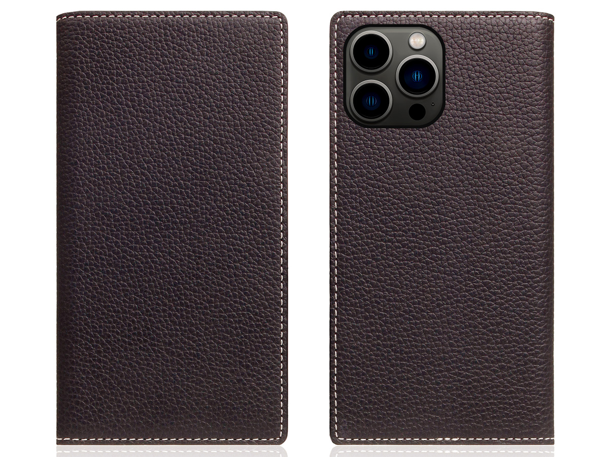 SLG Design D8 2in1 Leather Folio Brown Cream - iPhone 15 Pro Max hoesje