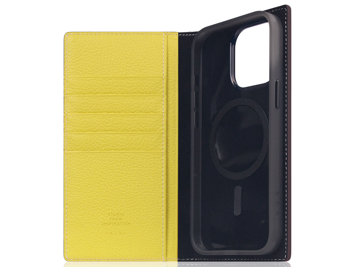 SLG Design D8 2in1 Leather Folio Lemon - iPhone 15 Pro Max hoesje