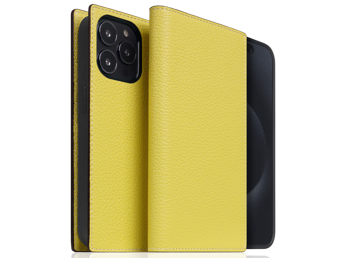 SLG Design D8 2in1 Leather Folio Lemon - iPhone 15 Pro Max hoesje