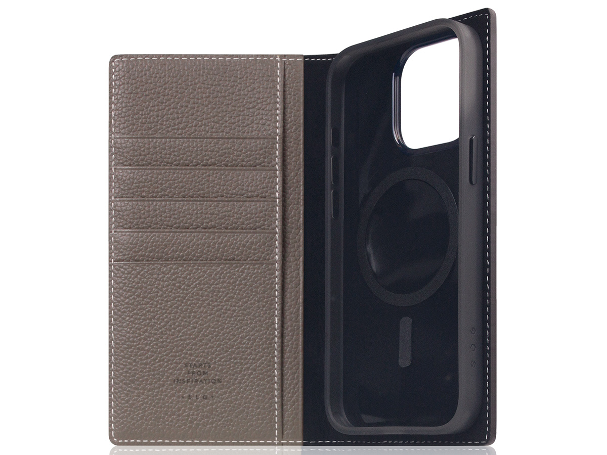 SLG Design D8 2in1 Leather Folio Etoff Cream - iPhone 15 Pro Max hoesje