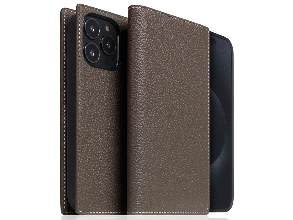 SLG Design D8 2in1 Leather Folio Etoff Cream - iPhone 15 Pro Max hoesje