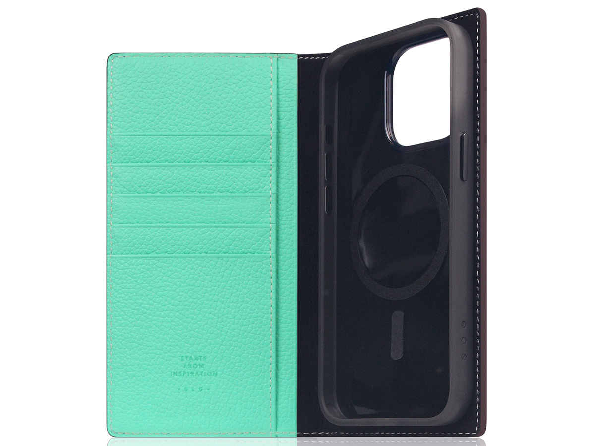 SLG Design D8 2in1 Leather Folio Teal - iPhone 15 Pro Max hoesje