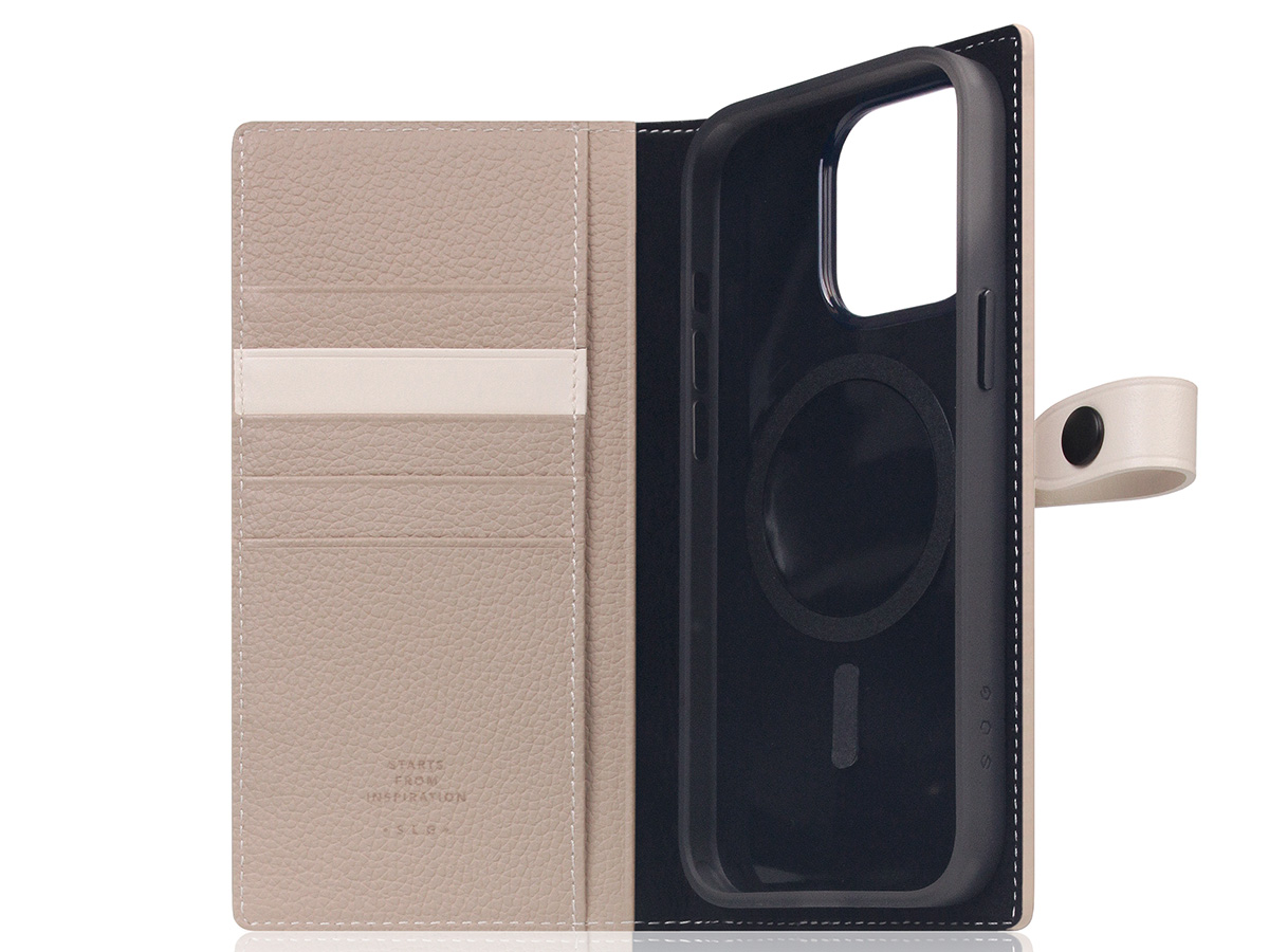 SLG Design D8 Edition 2in1 Leather Folio Light Cream - iPhone 15 Pro Max hoesje