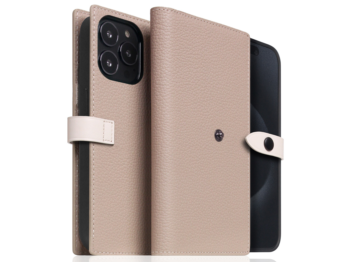 SLG Design D8 Edition 2in1 Leather Folio Light Cream - iPhone 15 Pro Max hoesje