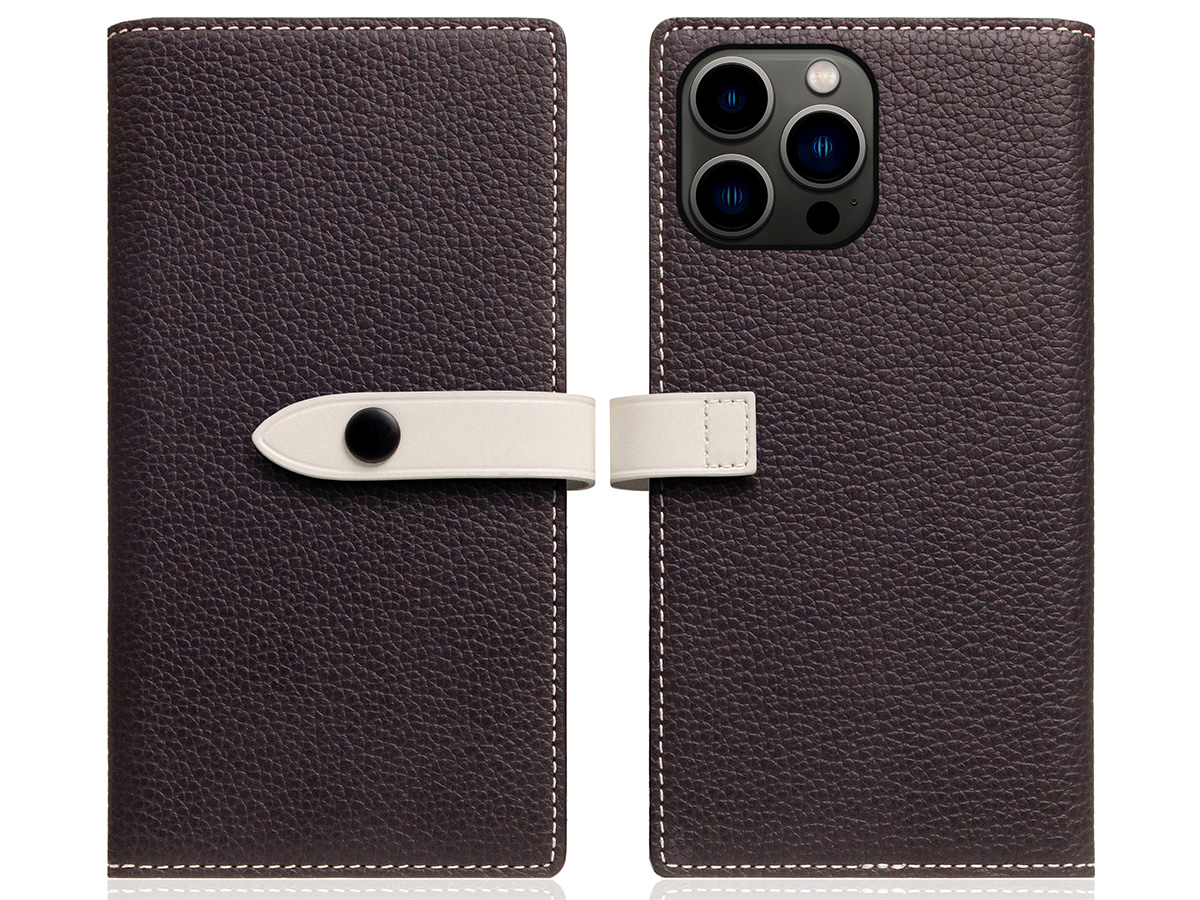 SLG Design D8 Edition 2in1 Leather Folio Brown Cream - iPhone 15 Pro Max hoesje