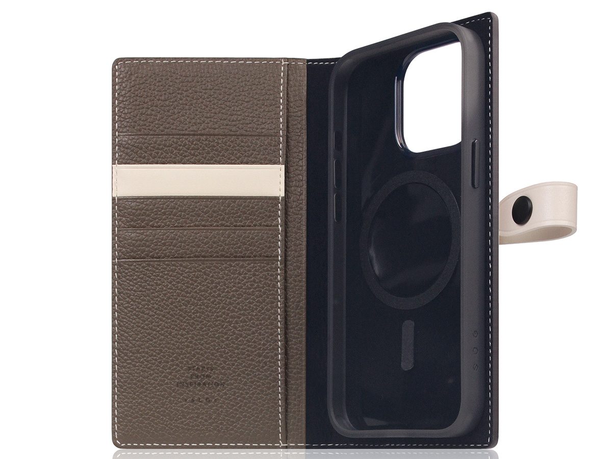 SLG Design D8 Edition 2in1 Leather Folio Etoff Cream - iPhone 15 Pro Max hoesje