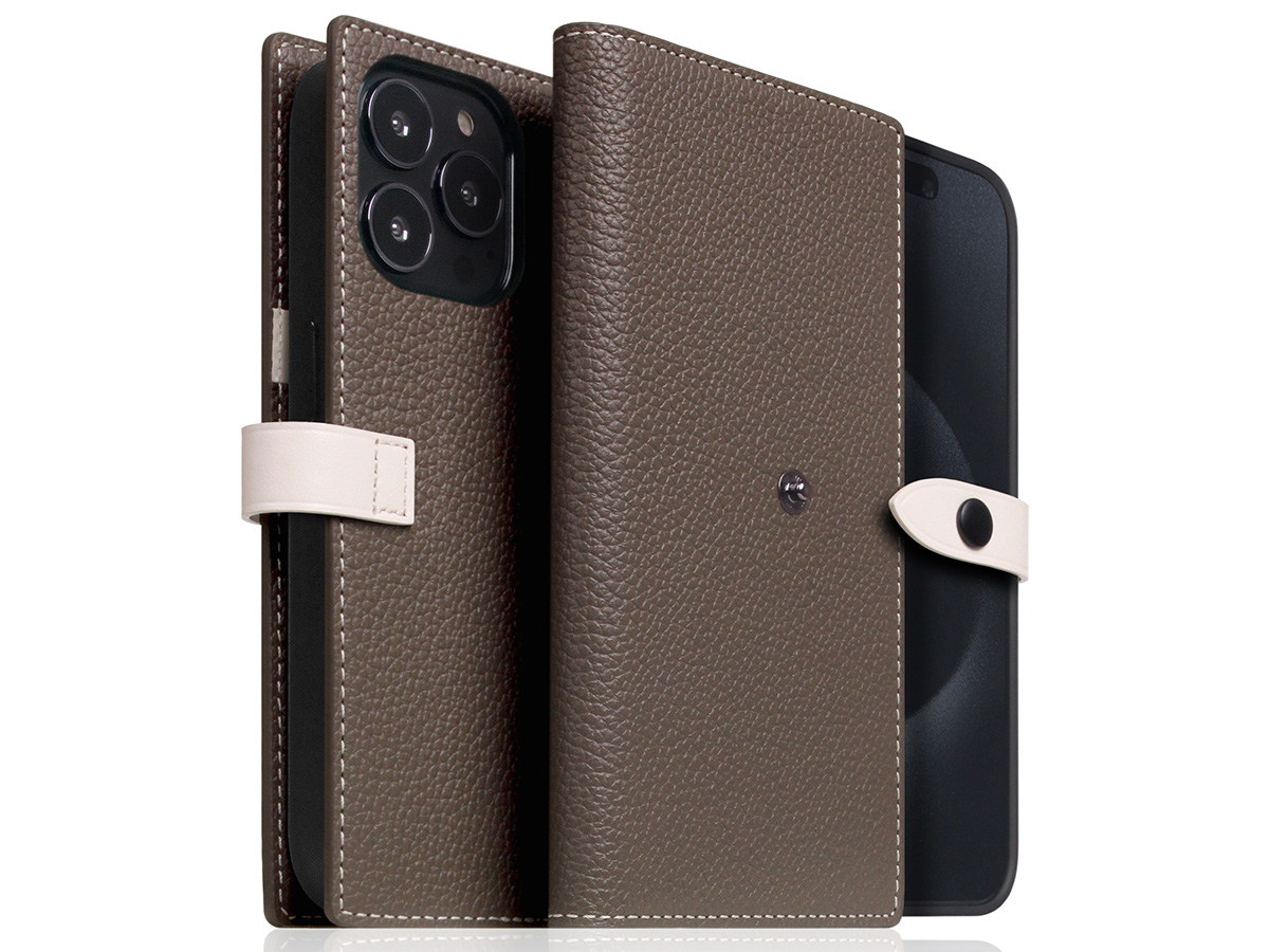 SLG Design D8 Edition 2in1 Leather Folio Etoff Cream - iPhone 15 Pro Max hoesje