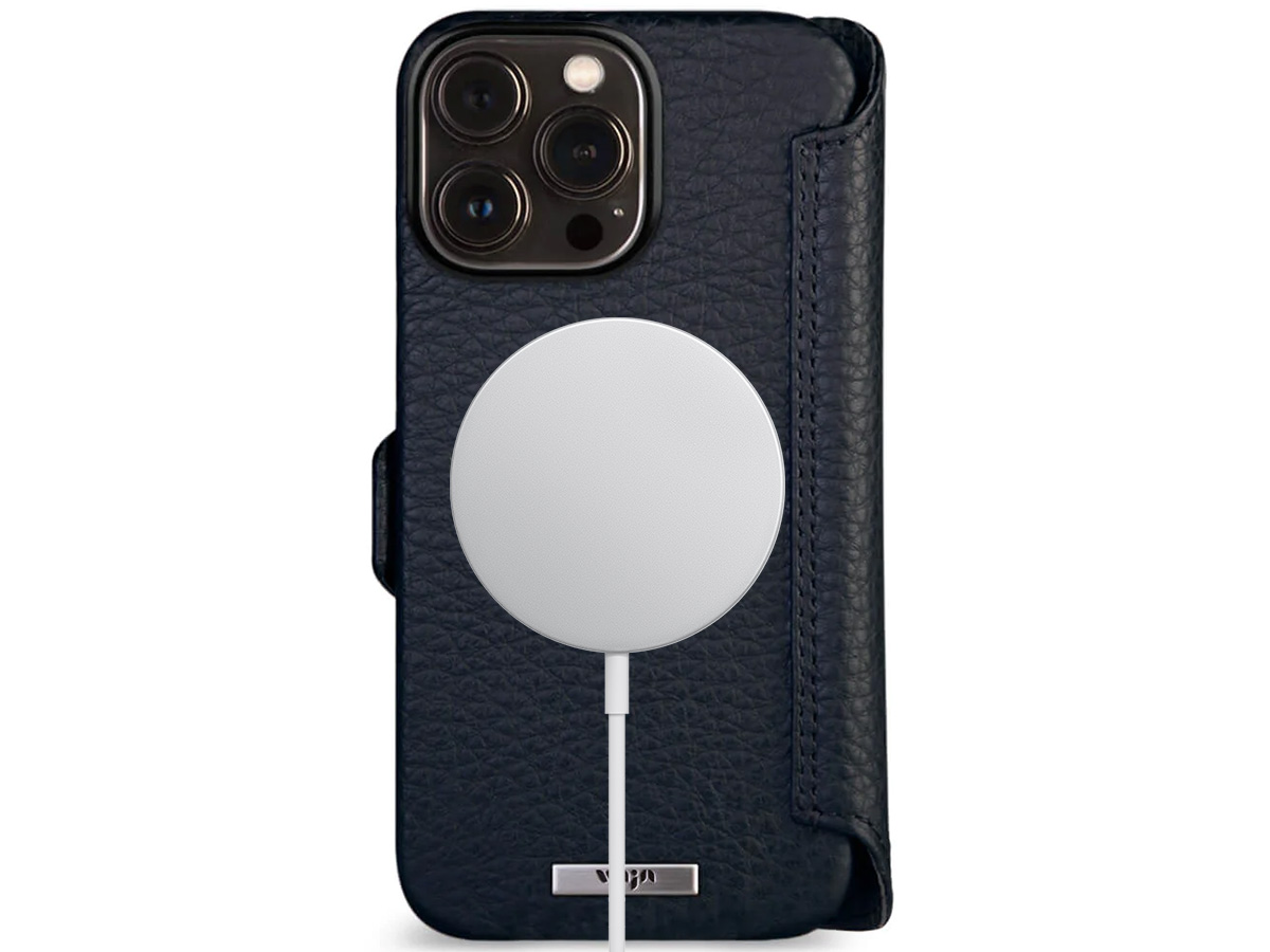 Vaja Wallet Leather Case MagSafe Donkerblauw - iPhone 15 Pro Max Hoesje Leer