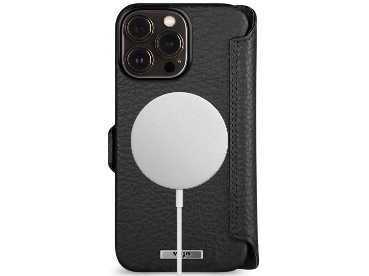 Vaja Wallet Leather Case MagSafe Zwart - iPhone 15 Pro Max Hoesje Leer