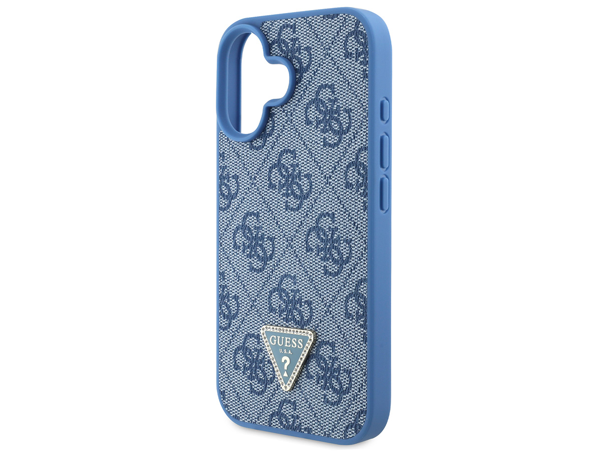 Guess 4G Monogram Necklace Case Blauw - iPhone 16 hoesje met Koord