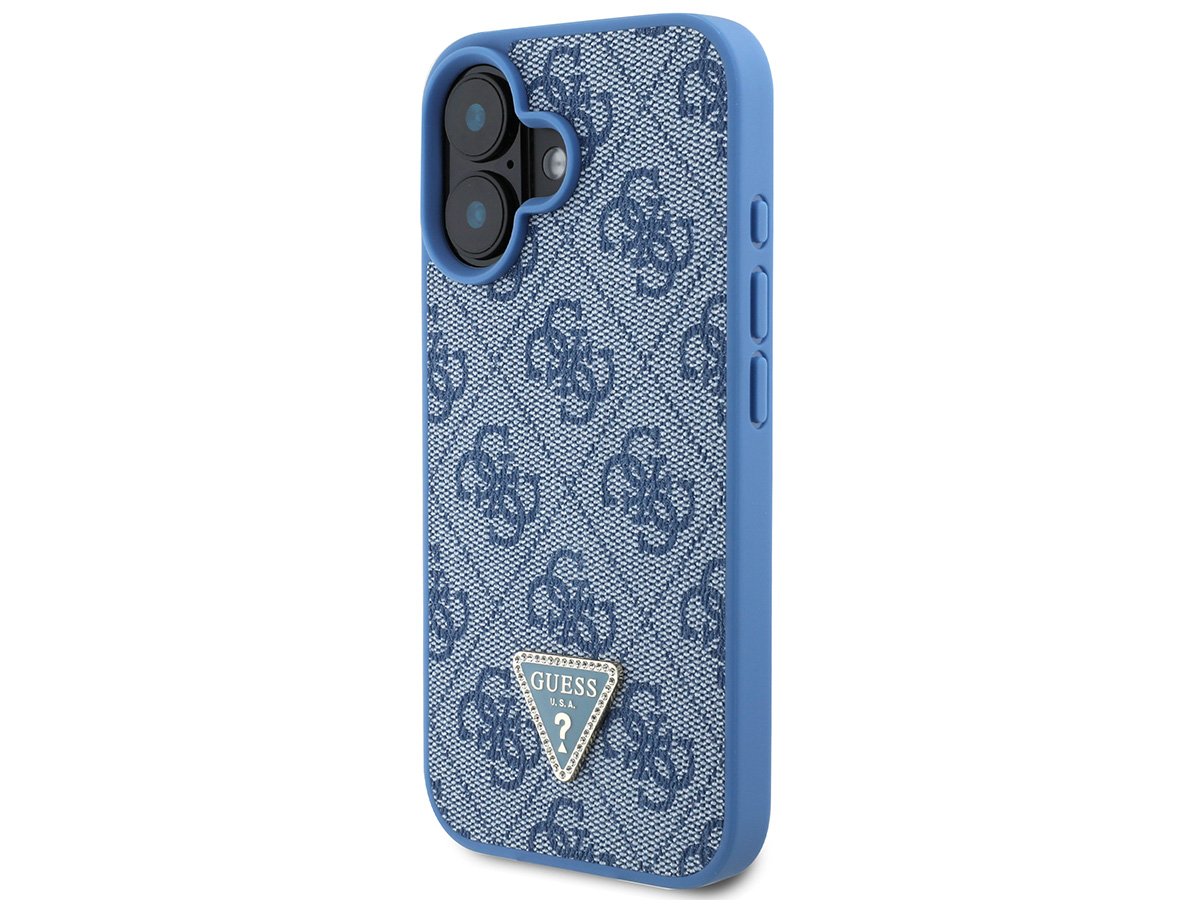 Guess 4G Monogram Necklace Case Blauw - iPhone 16 hoesje met Koord