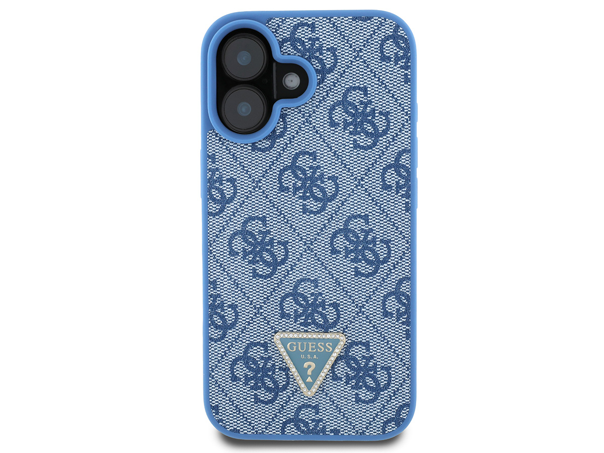 Guess 4G Monogram Necklace Case Blauw - iPhone 16 hoesje met Koord