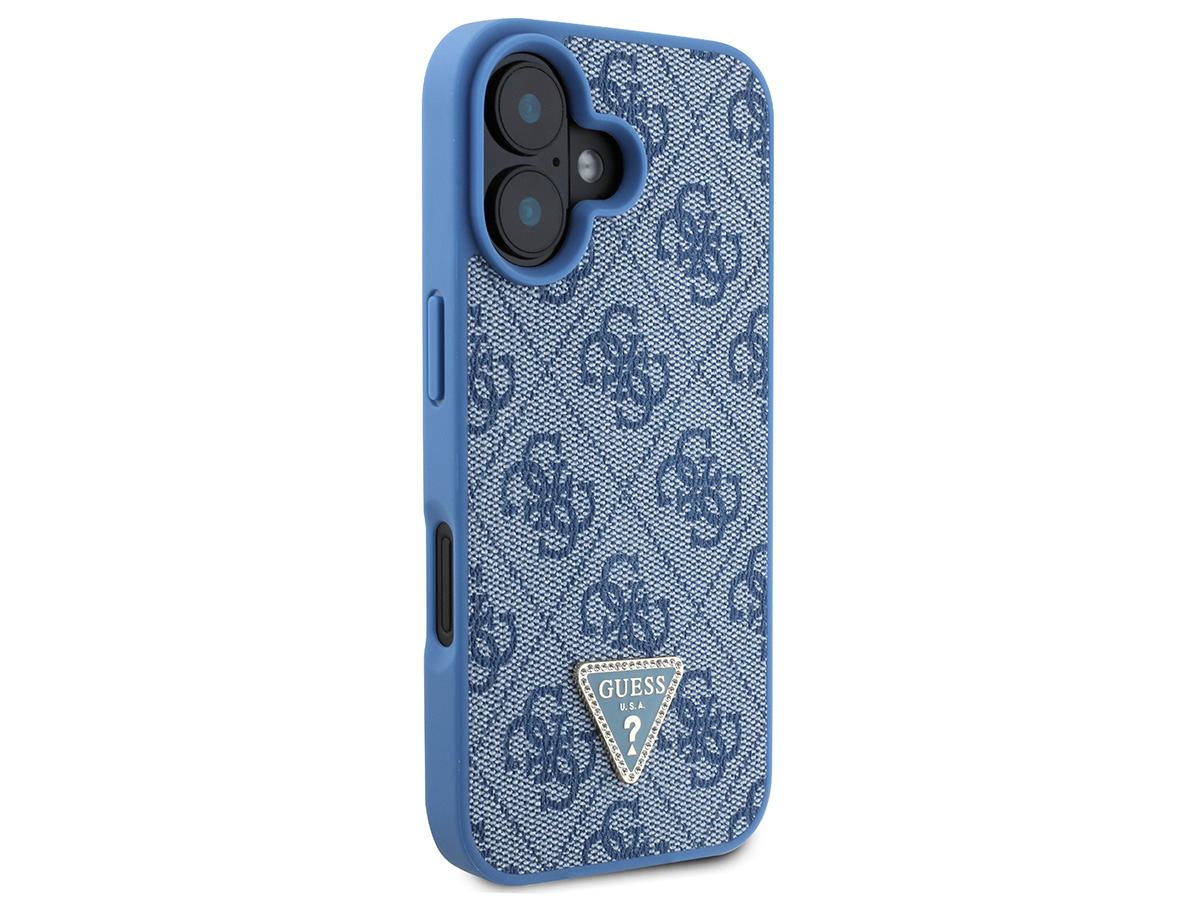 Guess 4G Monogram Necklace Case Blauw - iPhone 16 hoesje met Koord