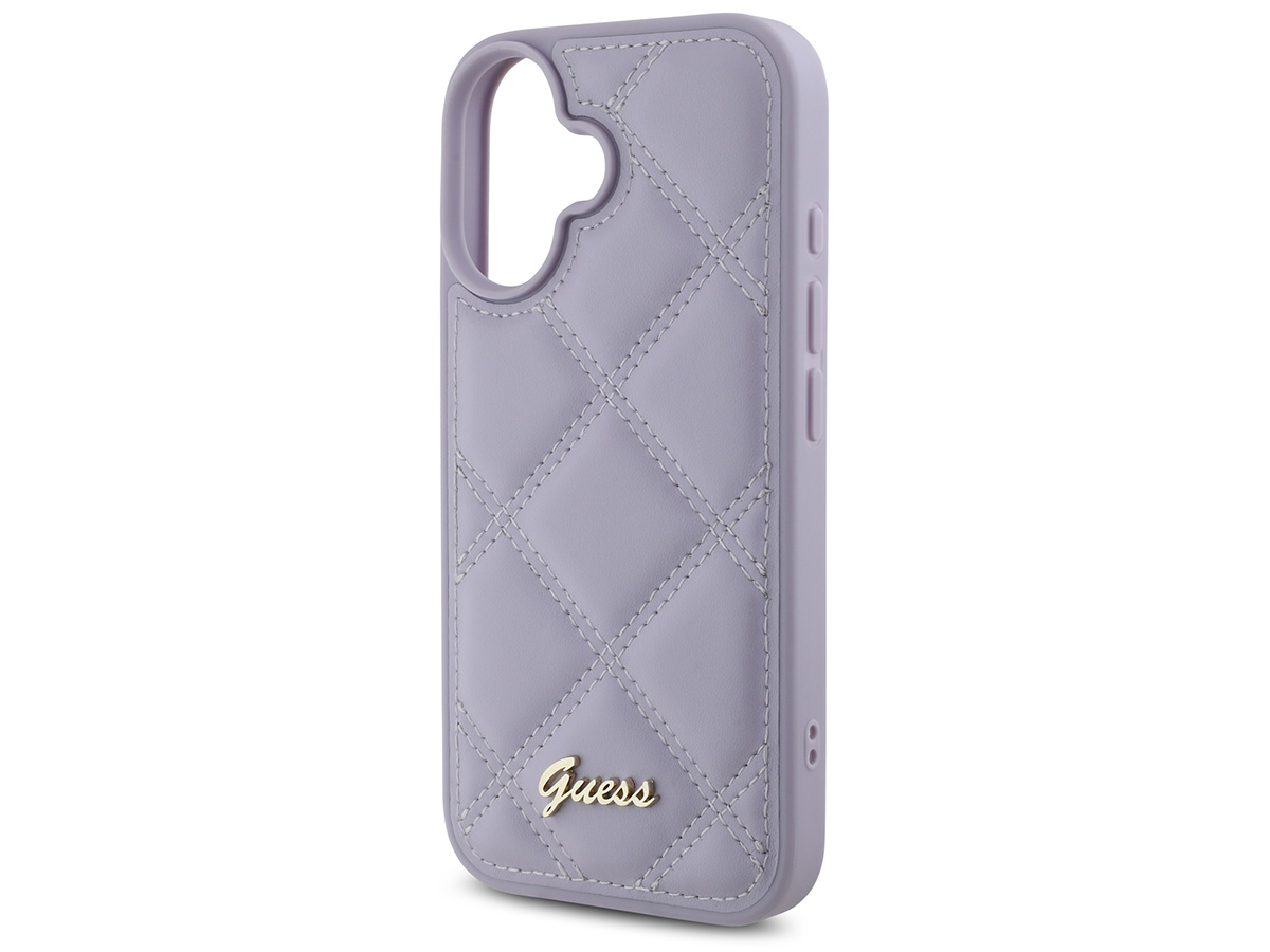 Guess Diamond Quilted Puffer Case Lila Paars - iPhone 16 hoesje