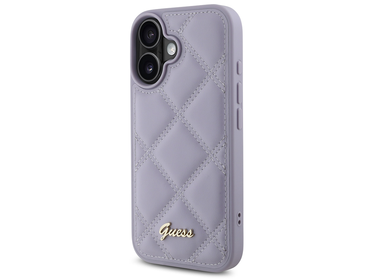 Guess Diamond Quilted Puffer Case Lila Paars - iPhone 16 hoesje